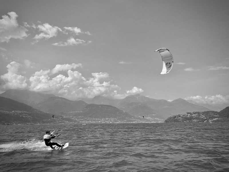 Julian Freund kitesurfing on Lake Como